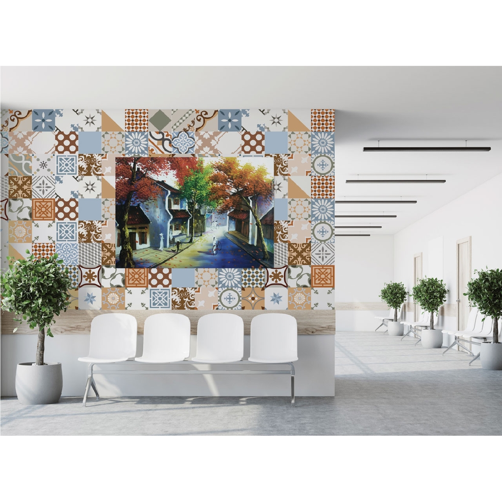 Decal Dán Gạch Bông Tone Nâu Vintage Cao Cấp