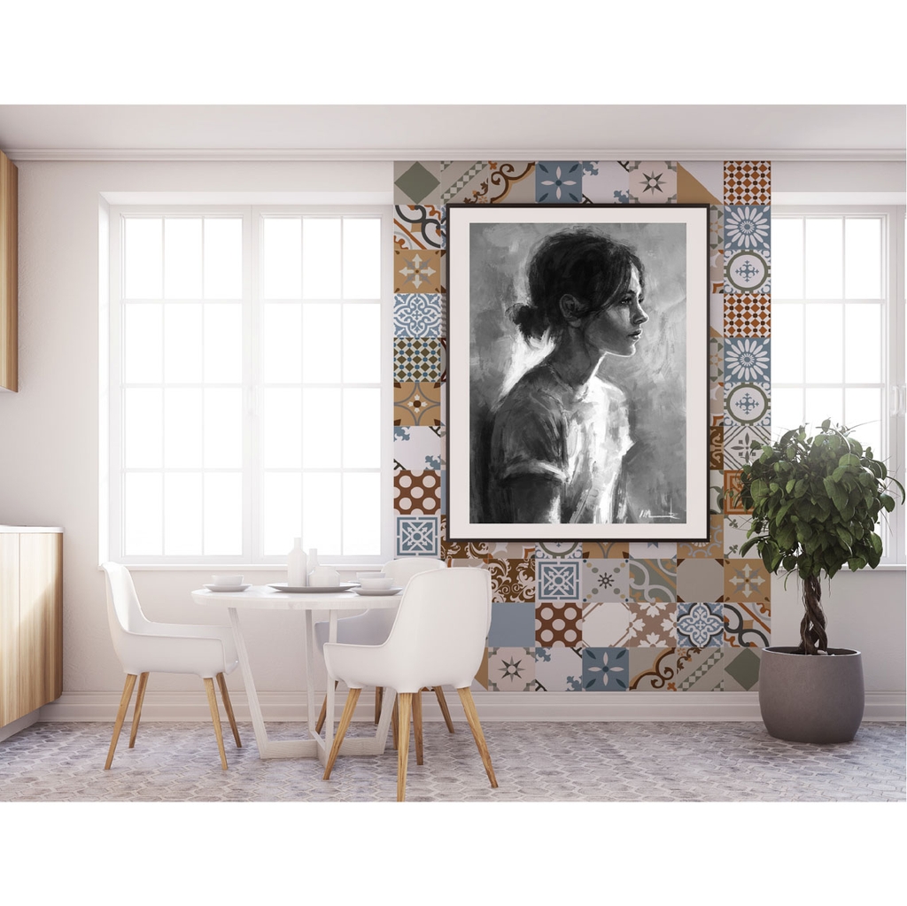 Decal Dán Gạch Bông Tone Nâu Vintage Cao Cấp