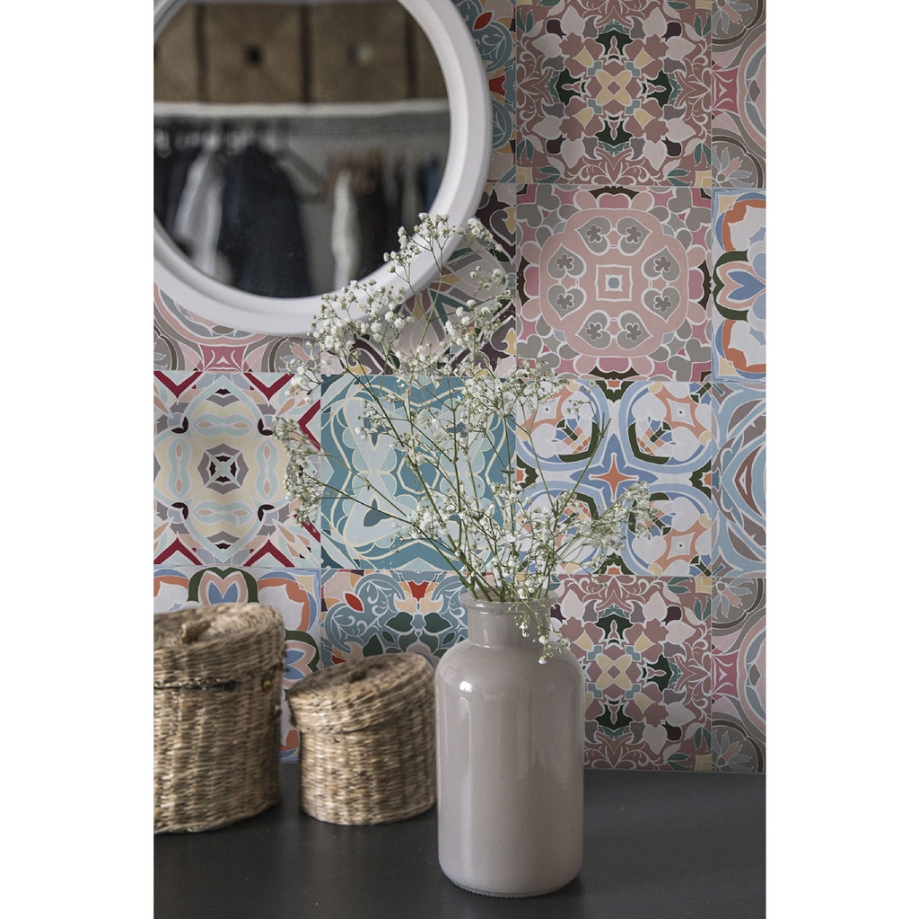 Decal Dán Gạch Bông Hoa Văn Trang Nhã Phong Cách Vintage Cao Cấp