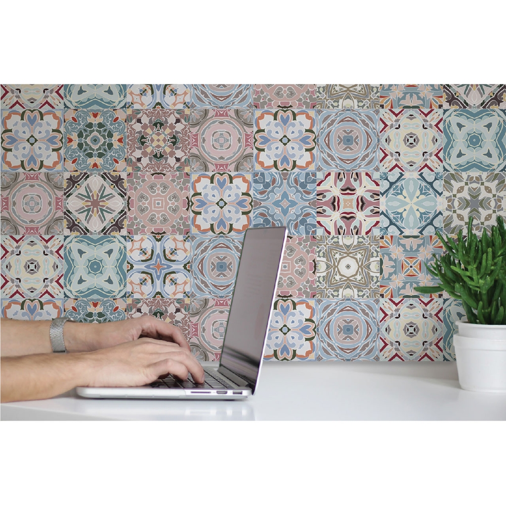 Decal Dán Gạch Bông Hoa Văn Trang Nhã Phong Cách Vintage Cao Cấp