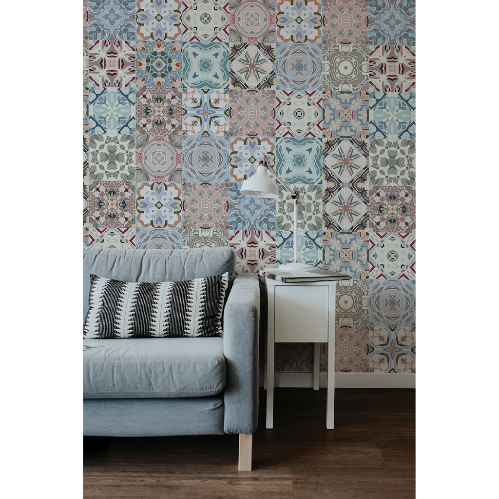 Decal Dán Gạch Bông Hoa Văn Trang Nhã Phong Cách Vintage Cao Cấp