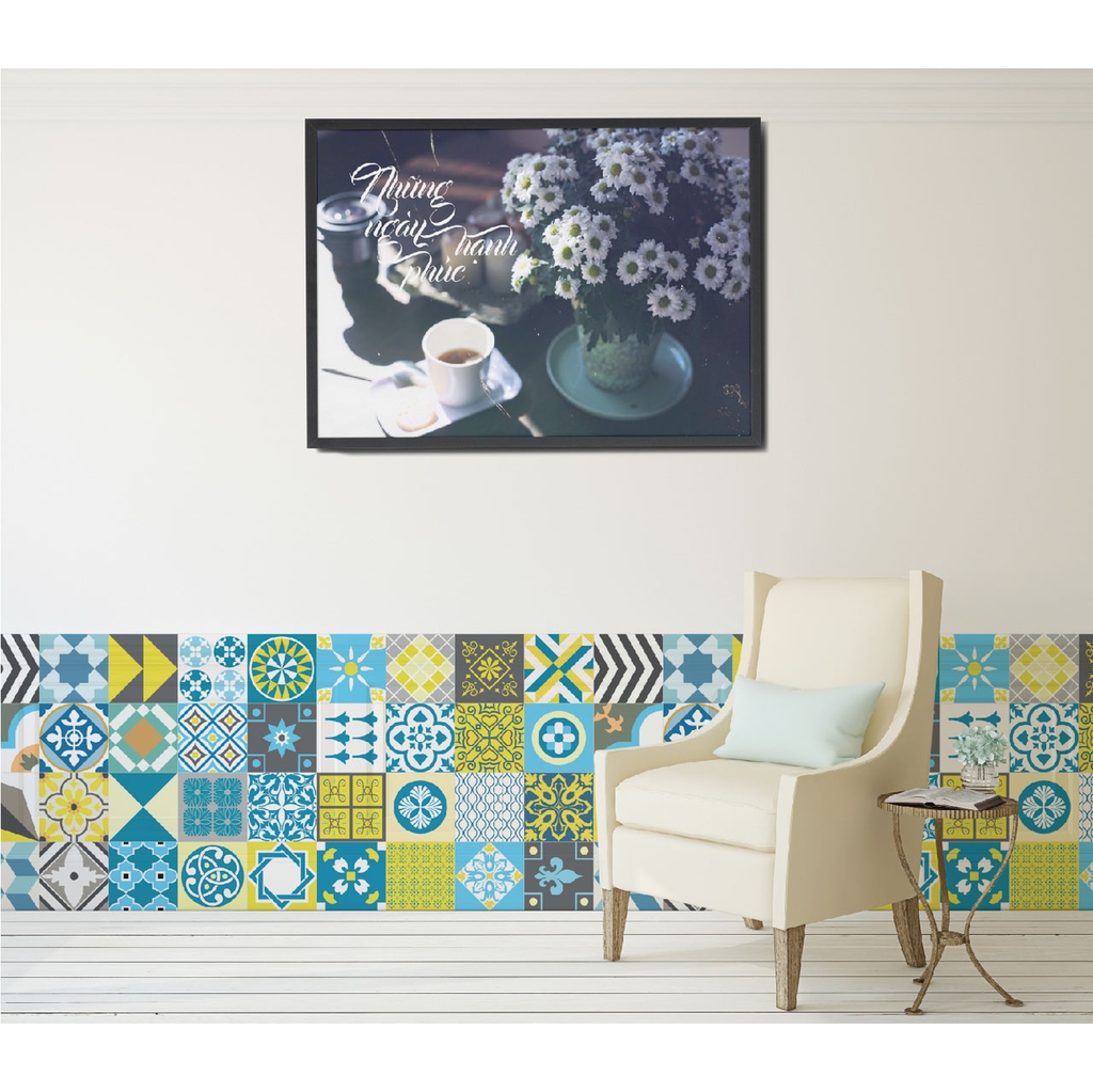 Decal Dán Gạch Bông Phong Cách Retro Cao Cấp