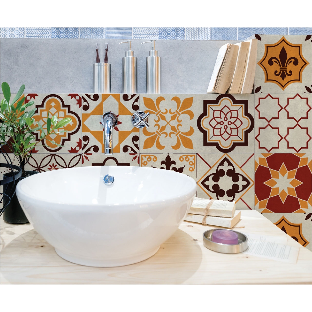 Decal Dán Gạch Bông Hoa Văn Vintage Sang Trọng