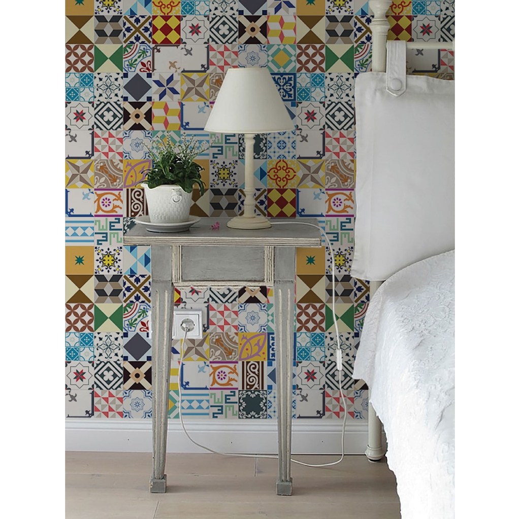 Decal Dán Gạch Bông Hoa Văn Phong Cách Retro Cao Cấp