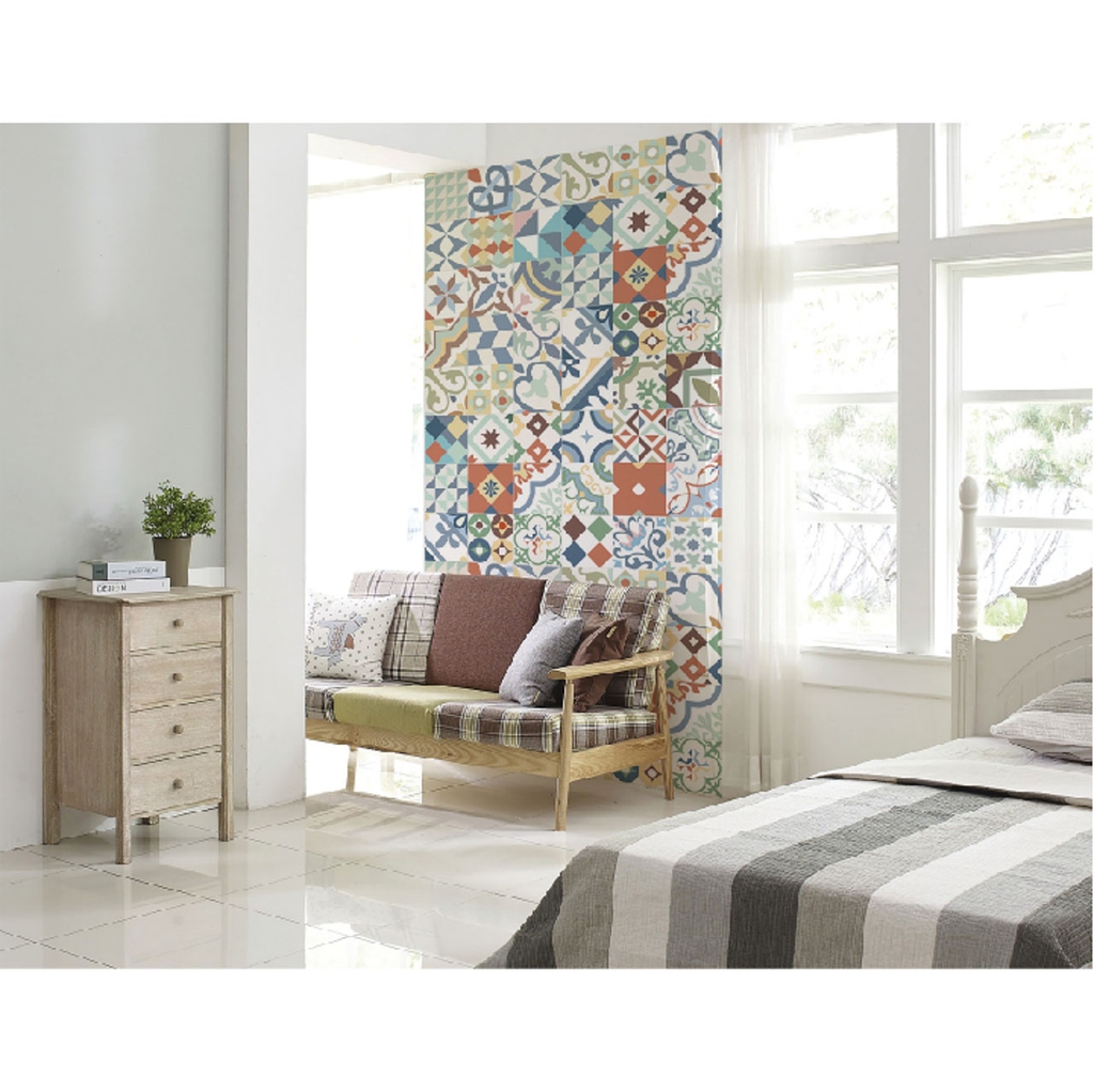 Decal Dán Gạch Bông Màu Pastel Cao Cấp