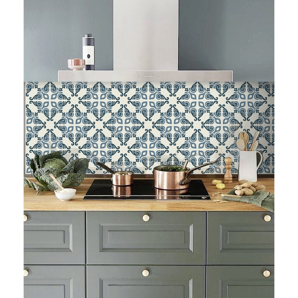 Decal Dán Bếp Họa Tiết Gạch Men Ốp Cổ Điển Hoa Văn Cao Cấp