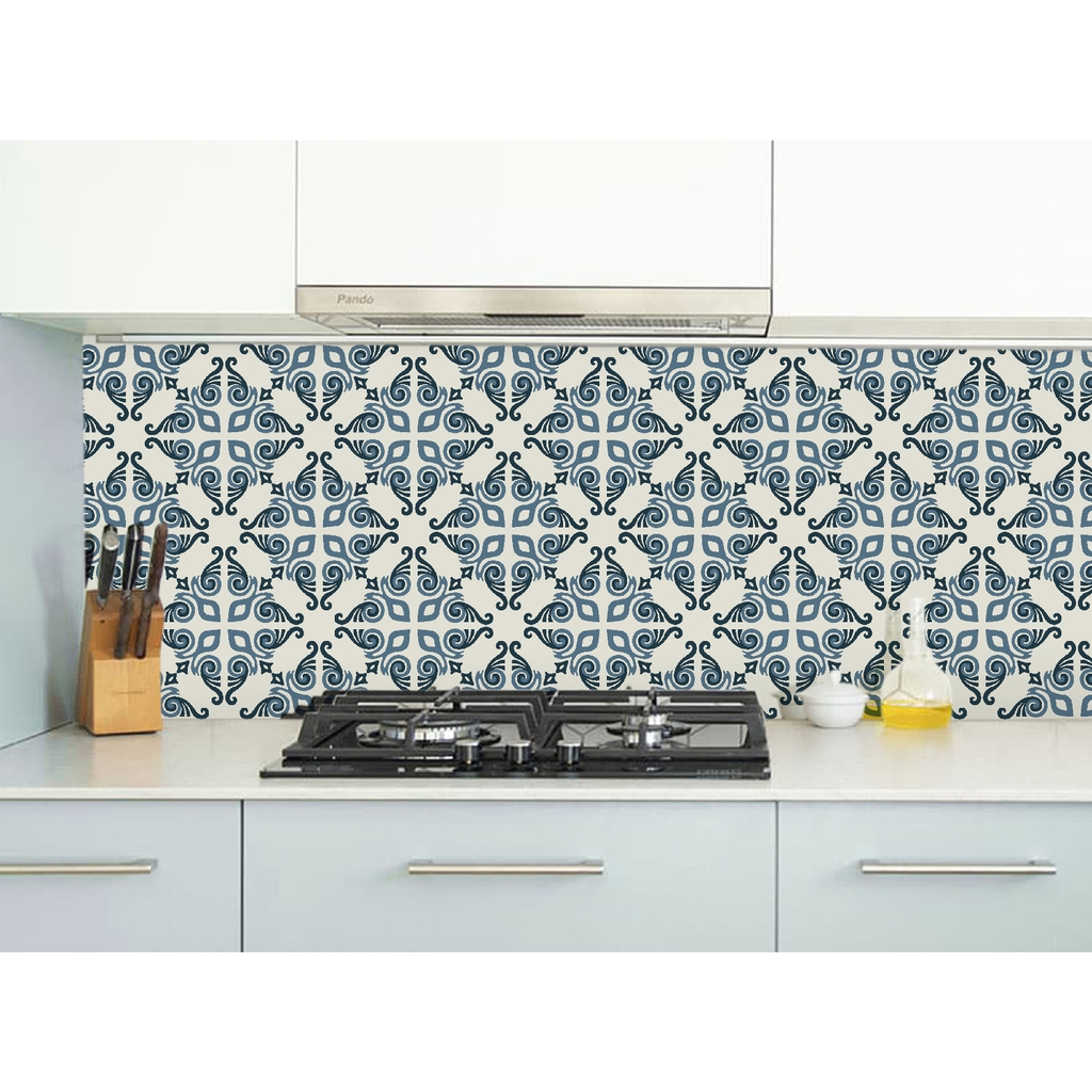 Decal Dán Bếp Họa Tiết Gạch Men Ốp Cổ Điển Hoa Văn Cao Cấp