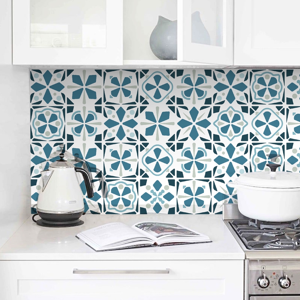Decal Dán Bếp Họa Tiết Gạch Men Ốp Cổ Điển Hoa Văn Cao Cấp