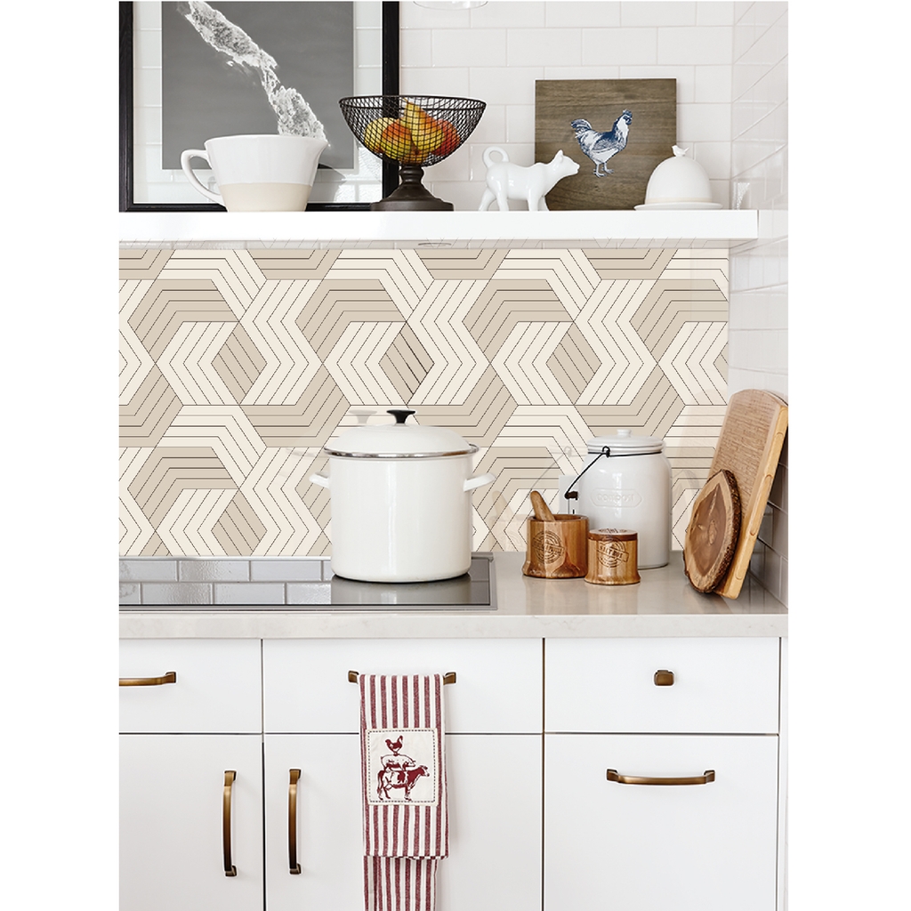 Decal Dán Bếp Họa Tiết Gạch Mosaic Xương Cá Cao Cấp