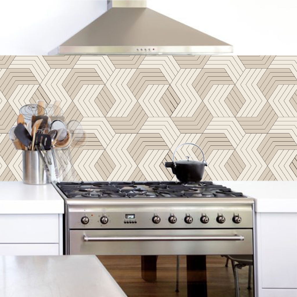 Decal Dán Bếp Họa Tiết Gạch Mosaic Xương Cá Cao Cấp