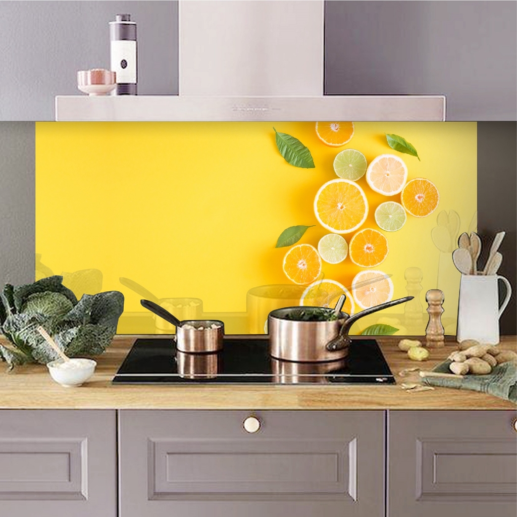 Decal Dán Bếp Hình Trái Cam Tươi Mới Cao Cấp