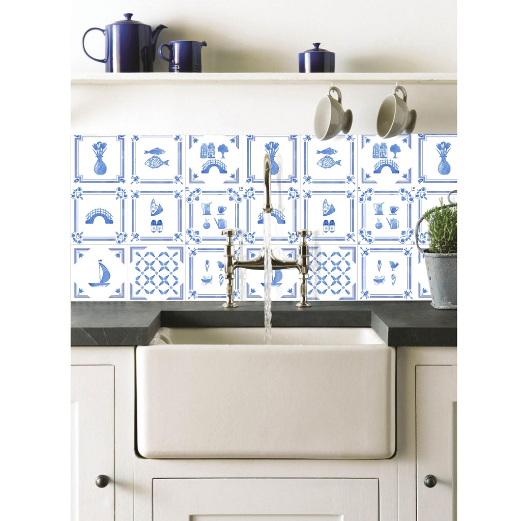 Decal Dán Bếp Họa Tiết Gạch Men Ốp Cổ Điển Sticker