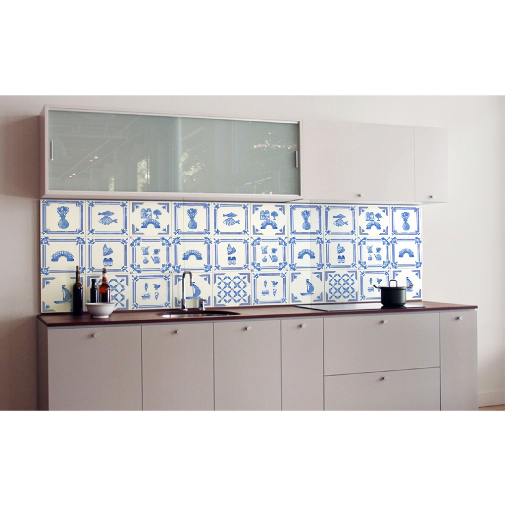Decal Dán Bếp Họa Tiết Gạch Men Ốp Cổ Điển Sticker