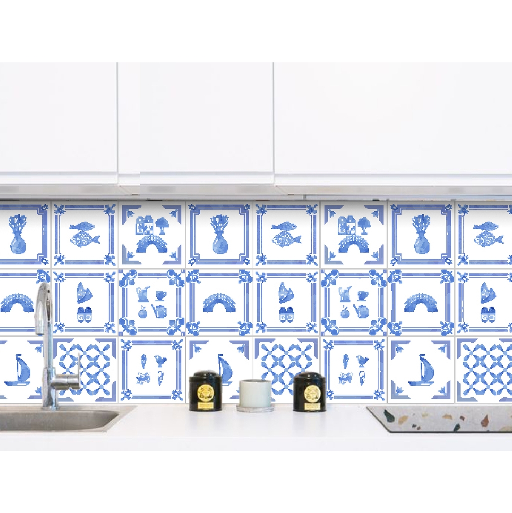 Decal Dán Bếp Họa Tiết Gạch Men Ốp Cổ Điển Sticker