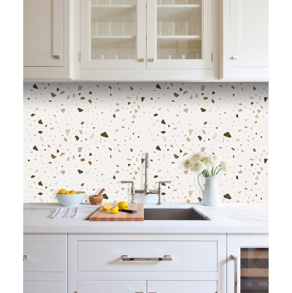 Decal Dán Bếp Họa Tiết Đá Mài Terrazo Cao Cấp