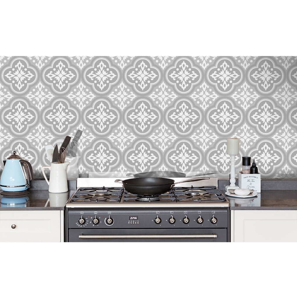 Decal Dán Bếp Họa Tiết Gạch Men Ốp Phong Cách Vintage Cao Cấp