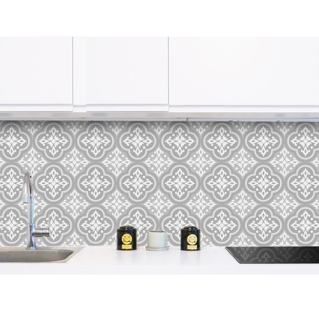 Decal Dán Bếp Họa Tiết Gạch Men Ốp Phong Cách Vintage Cao Cấp