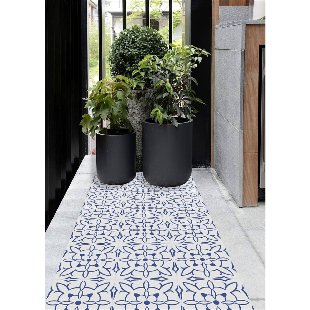Decal Dán Sàn Nhà Họa Tiết Hoa Văn Giả Gạch Men Cao Cấp