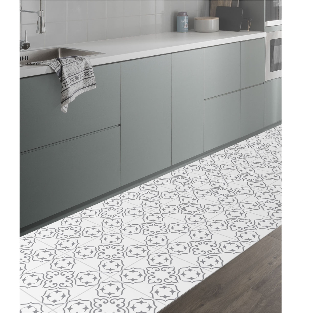 Decal Dán Sàn Nhà Họa Tiết Hoa Văn Giả Gạch Men Cao Cấp