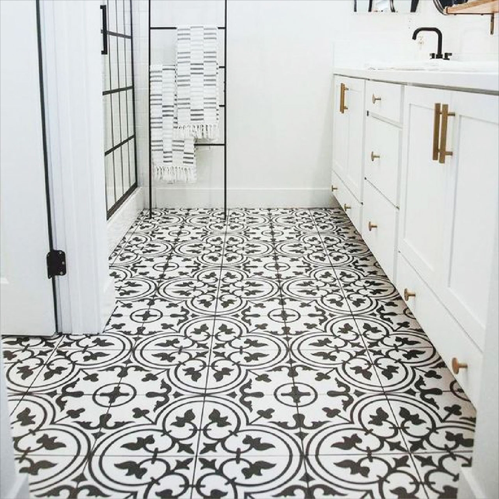 Decal Dán Sàn Nhà Họa Tiết Hoa Văn Giả Gạch Men Cao Cấp