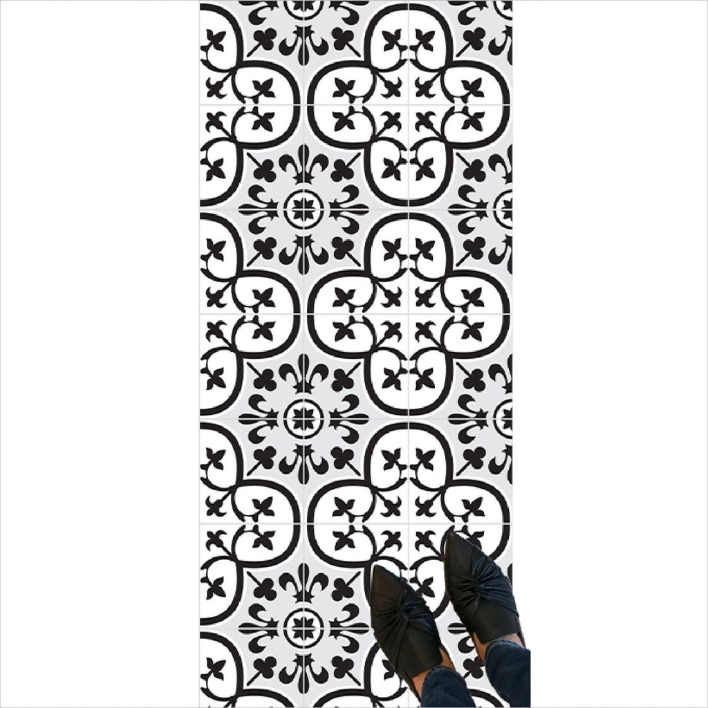 Decal Dán Sàn Nhà Họa Tiết Hoa Văn Giả Gạch Men Cao Cấp