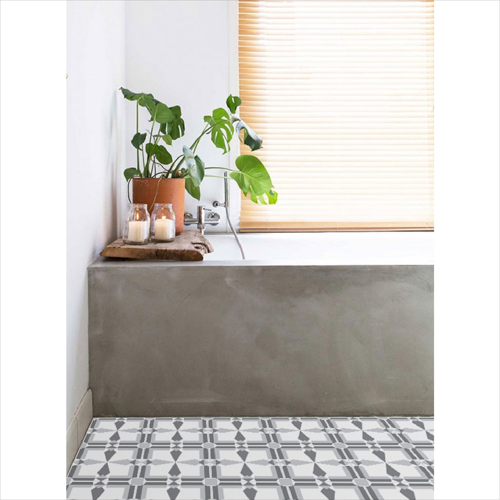 Decal Dán Sàn Nhà Họa Tiết Hoa Văn Giả Gạch Men Cao Cấp