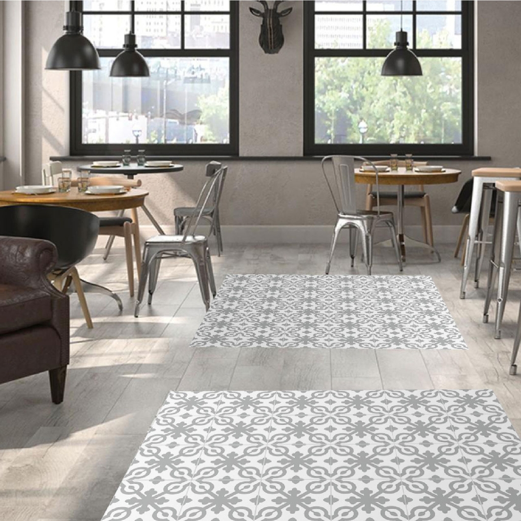 Decal Dán Sàn Nhà Họa Tiết Hoa Văn Giả Gạch Men Cao Cấp