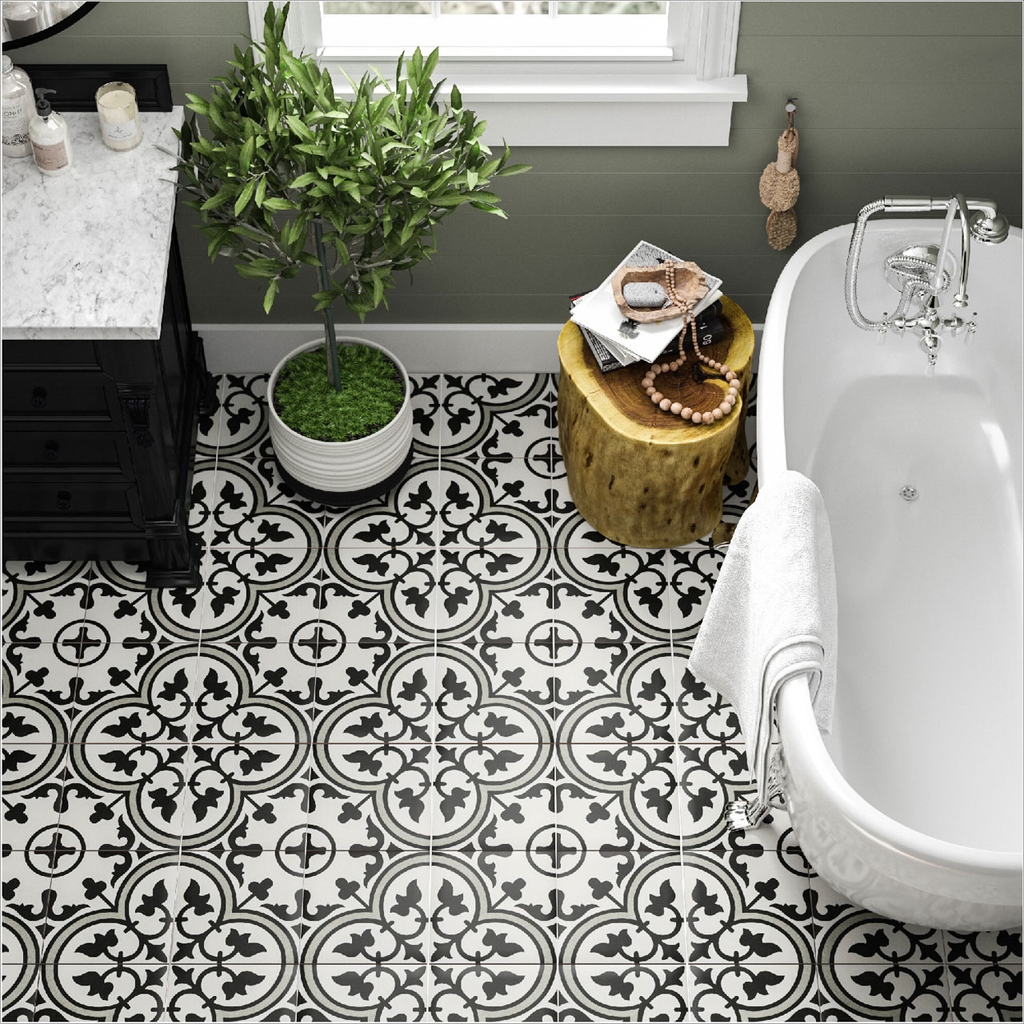 Decal Dán Sàn Nhà Họa Tiết Hoa Văn Giả Gạch Men Cao Cấp Decal24h