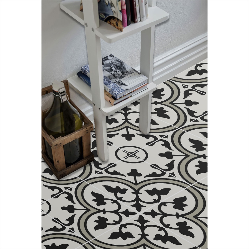 Decal Dán Sàn Nhà Họa Tiết Hoa Văn Giả Gạch Men Cao Cấp Decal24h