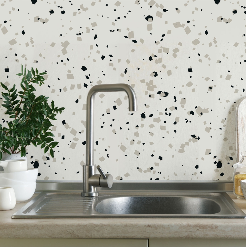 Decal Dán Bếp Họa Tiết Đá Mài Terrazo Cao Cấp
