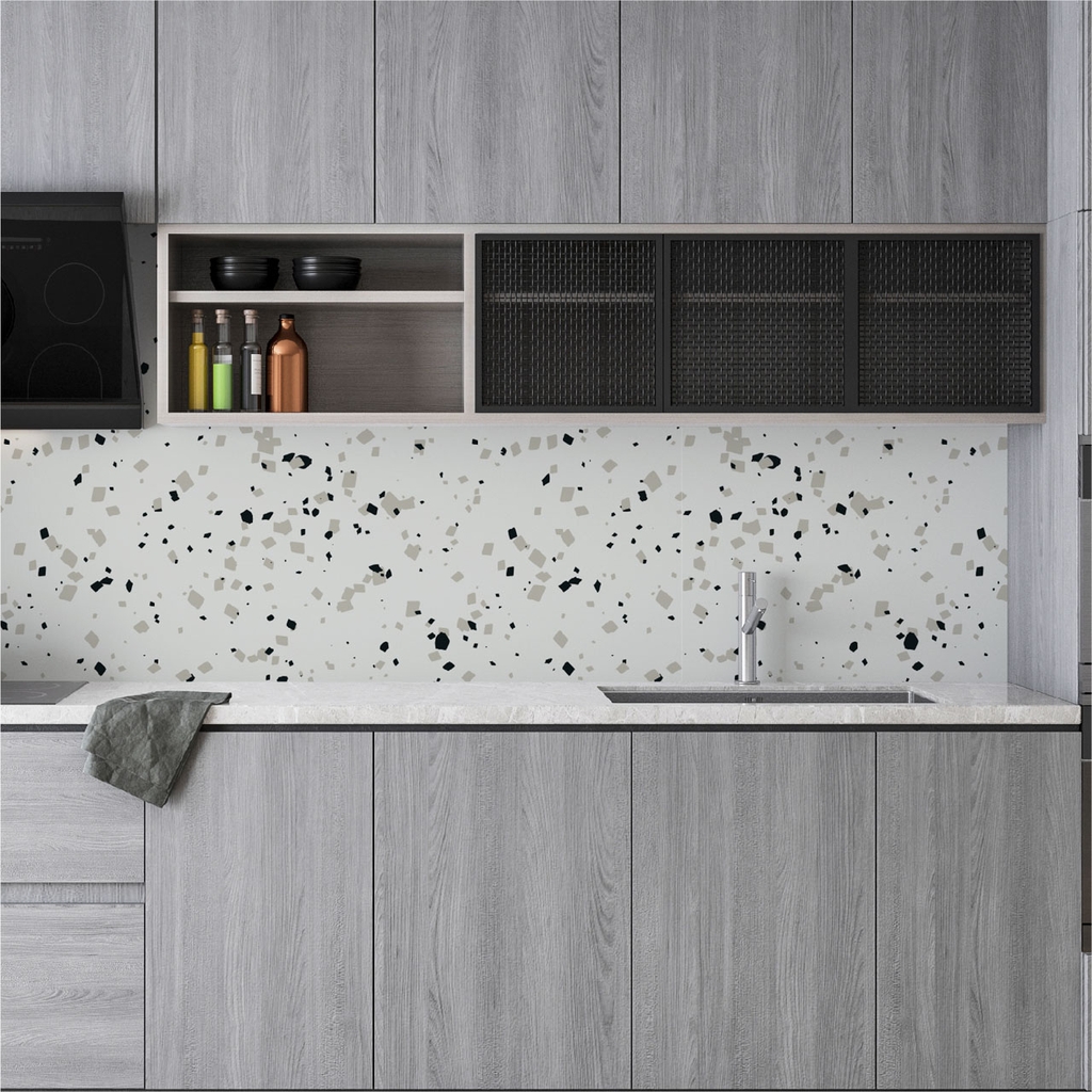 Decal Dán Bếp Họa Tiết Đá Mài Terrazo Cao Cấp
