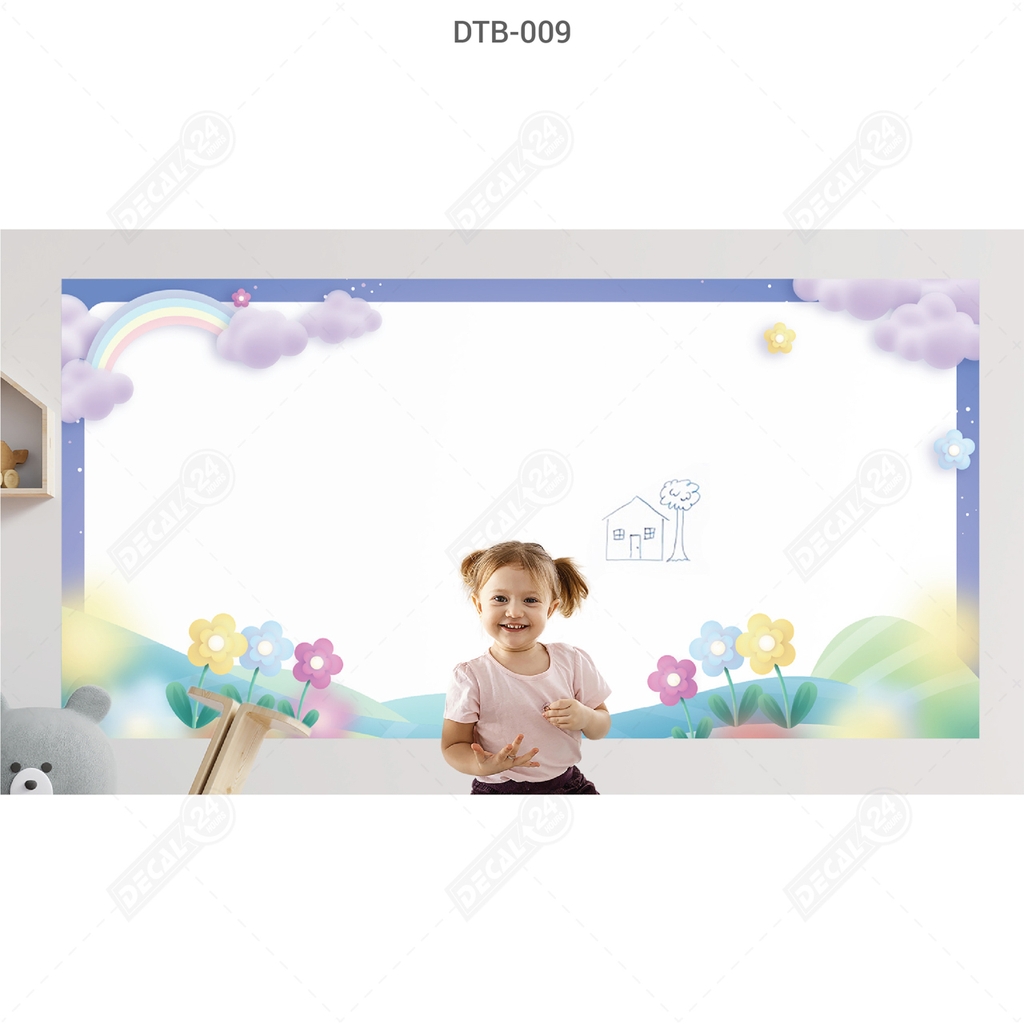 Decal Dán Tường Bút Lông Hoạt Hình Dễ Thương Cho Bé