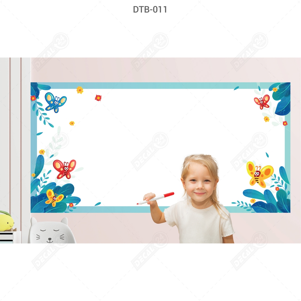 Decal Dán Tường Bút Lông Hoạt Hình Bươm Bướm Dễ Thương Cho Bé