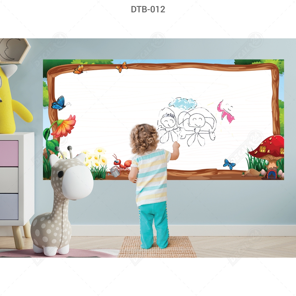 Decal Dán Tường Bút Lông Hoạt Hình Dễ Thương Cho Bé
