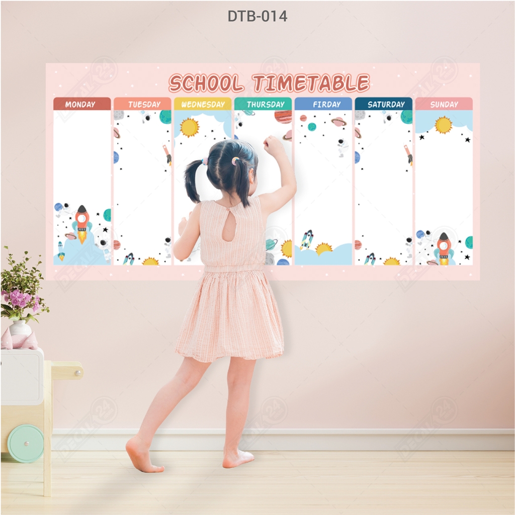 Decal Dán Tường Bút Lông Thời Khóa Biểu Dễ Thương Cho Bé