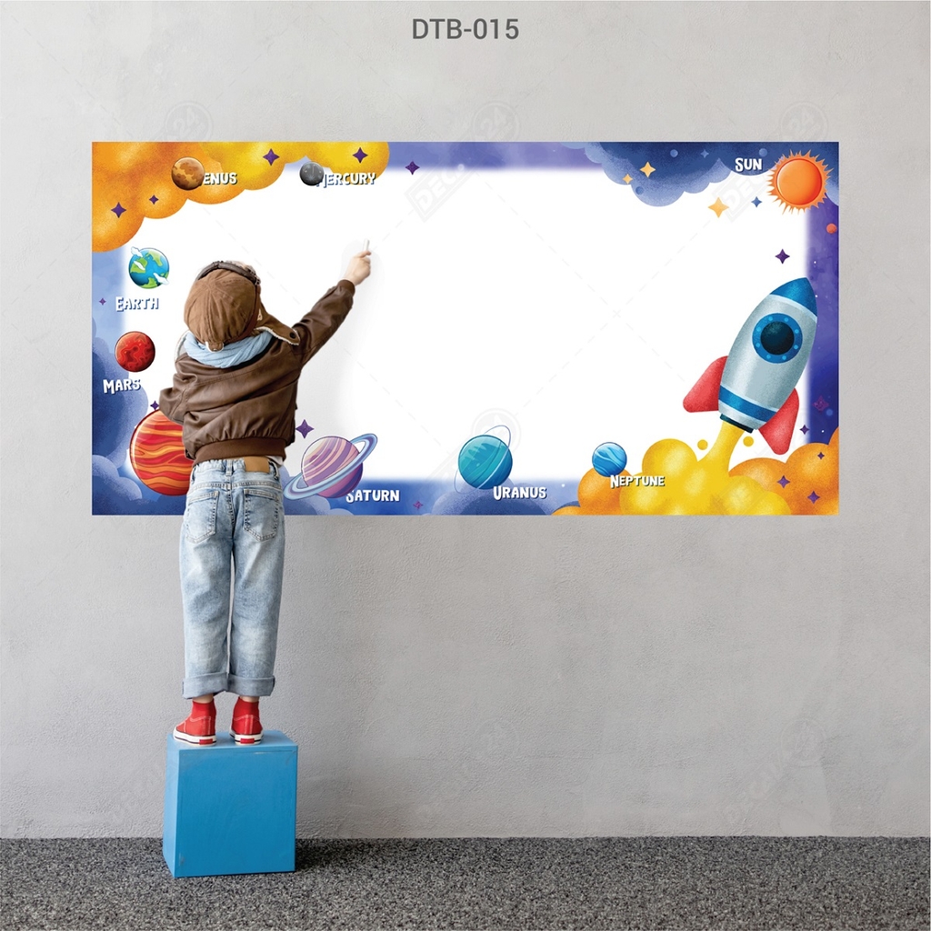 Decal Dán Tường Bút Lông Hoạt Hình Không Gian Dễ Thương Cho Bé