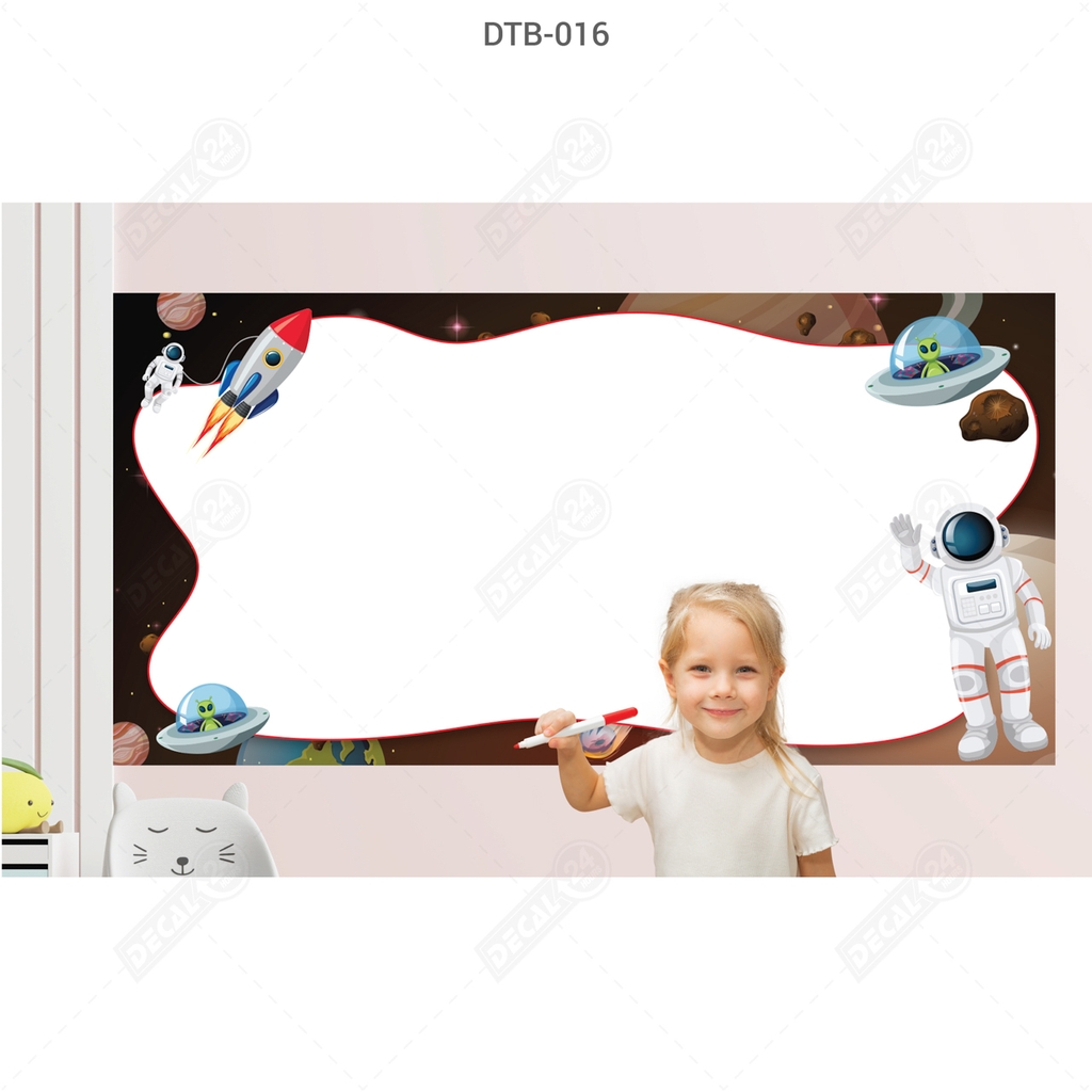 Decal Dán Tường Bút Lông Hoạt Hình Phi Hành Gia Dễ Thương Cho Bé