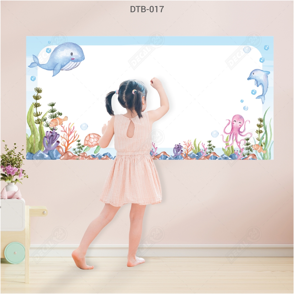Decal Dán Tường Bút Lông Hoạt Hình Biển Đáng Yêu Cho Bé
