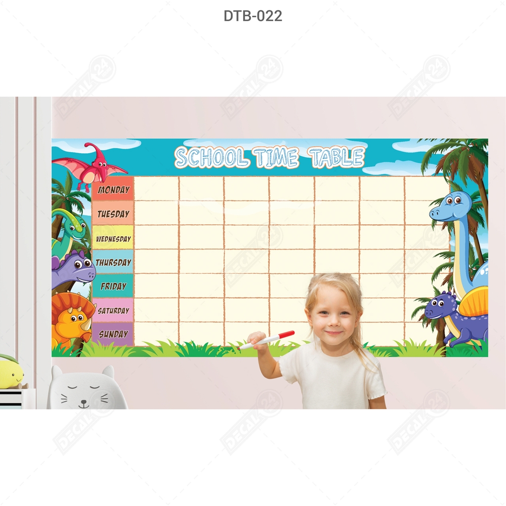 Decal Dán Tường Bút Lông Thời Khóa Biểu Dễ Thương Cho Bé