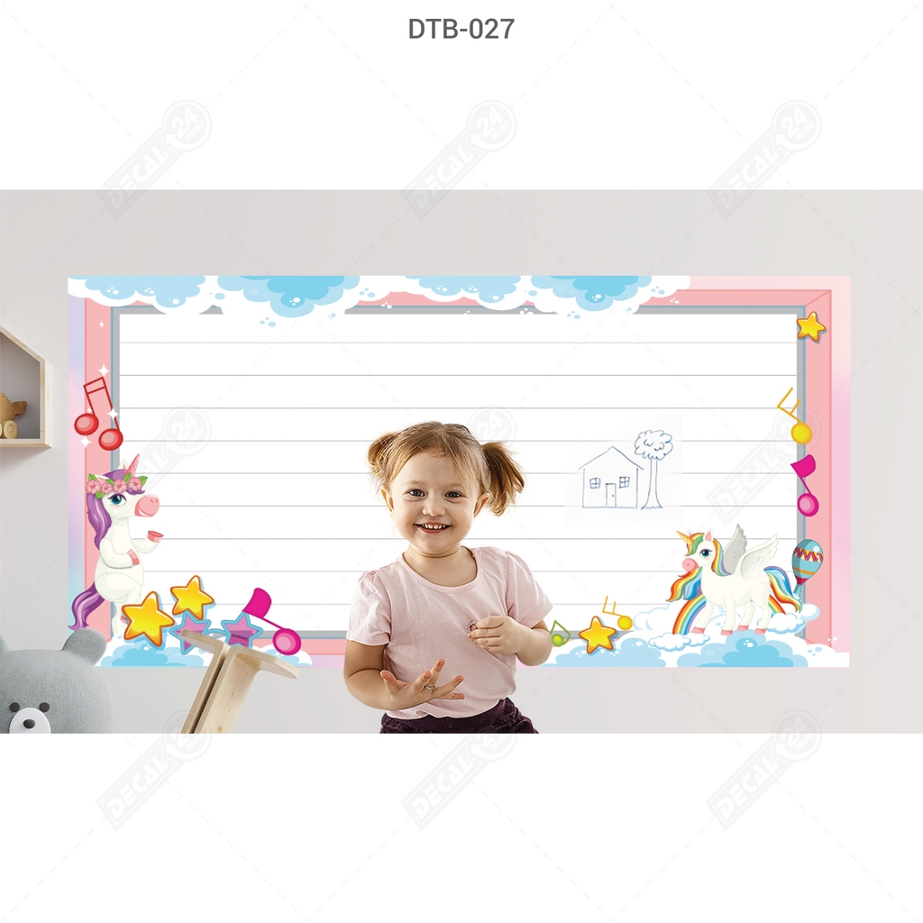 Decal Dán Tường Bút Lông Hoạt Hình Dễ Thương Cho Bé