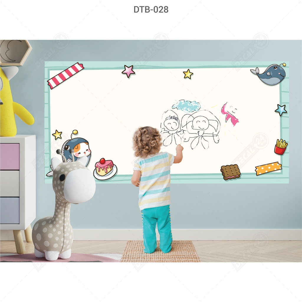 Decal Dán Tường Bút Lông Hoạt Hình Dễ Thương Cho Bé