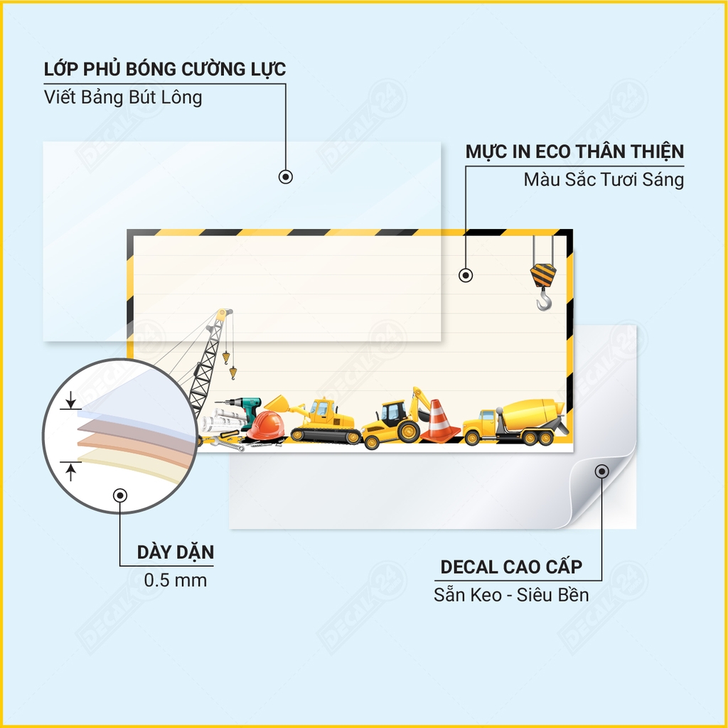 Decal Dán Tường Bút Lông Hoạt Hình Dễ Thương Cho Bé