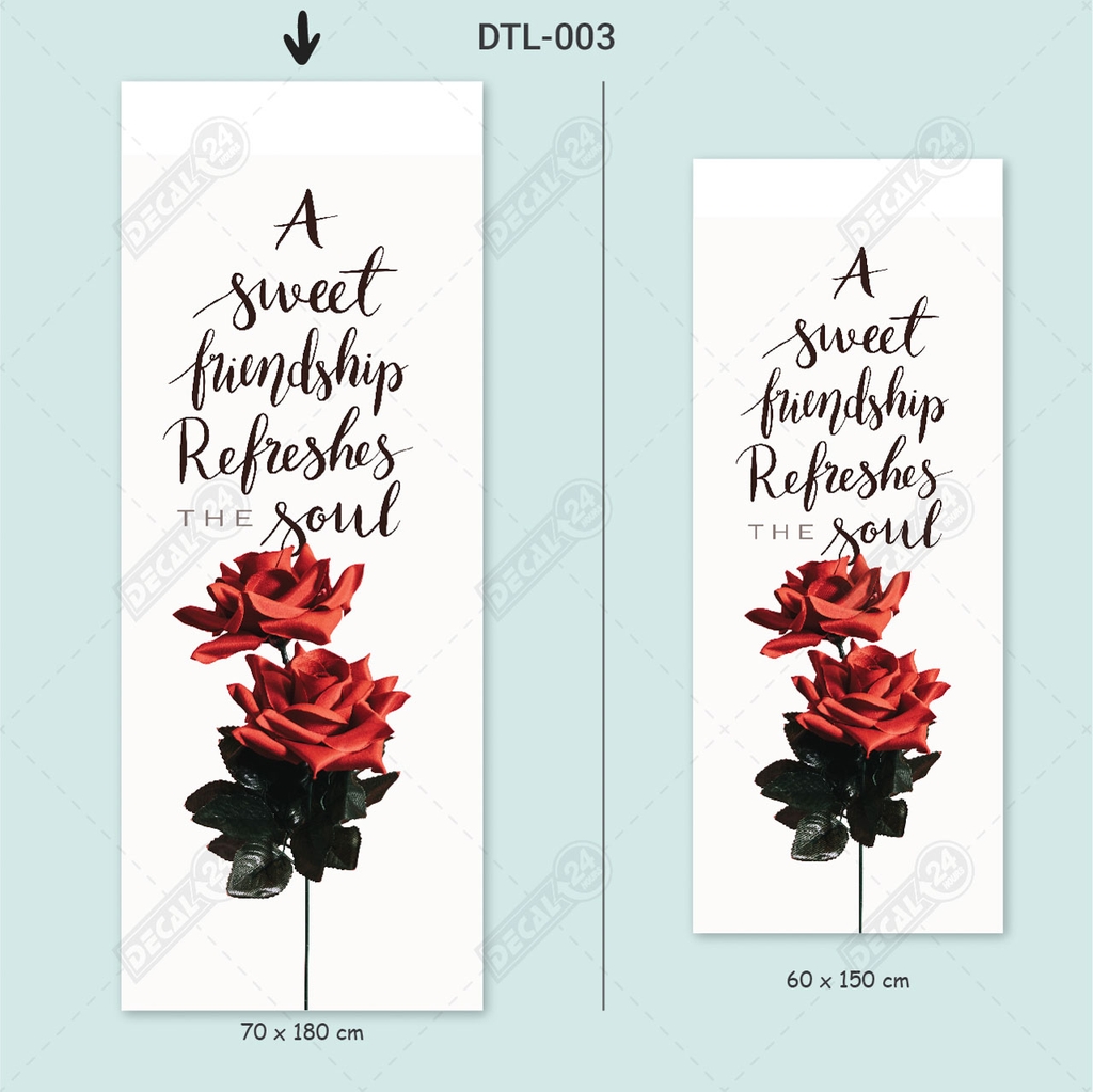 Decal Dán Tủ Lạnh Hình Cây Hoa Hồng Và Chữ Kiểu Cách Cao Cấp