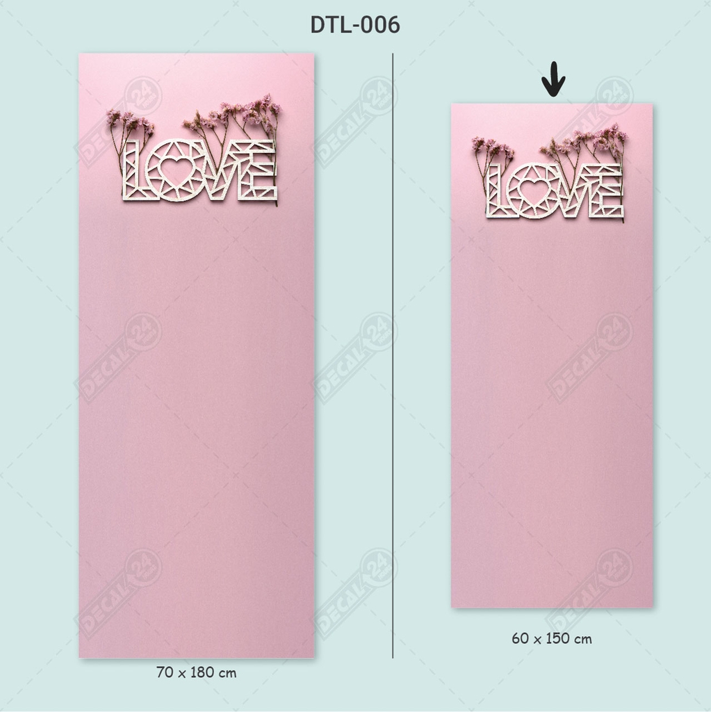 Decal Dán Tủ Lạnh Họa Tiết 3D Love Màu Hồng Dễ Thương Cao Cấp