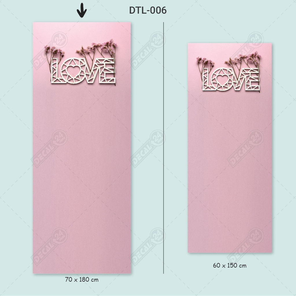Decal Dán Tủ Lạnh Họa Tiết 3D Love Màu Hồng Dễ Thương Cao Cấp