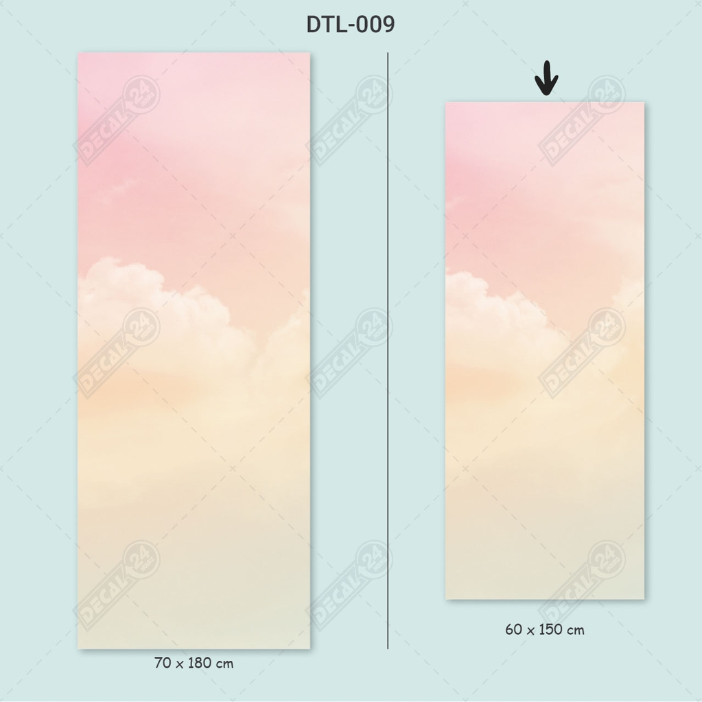 Decal Dán Tủ Lạnh Họa Tiêt Mây Hồng Pastel Cao Cấp