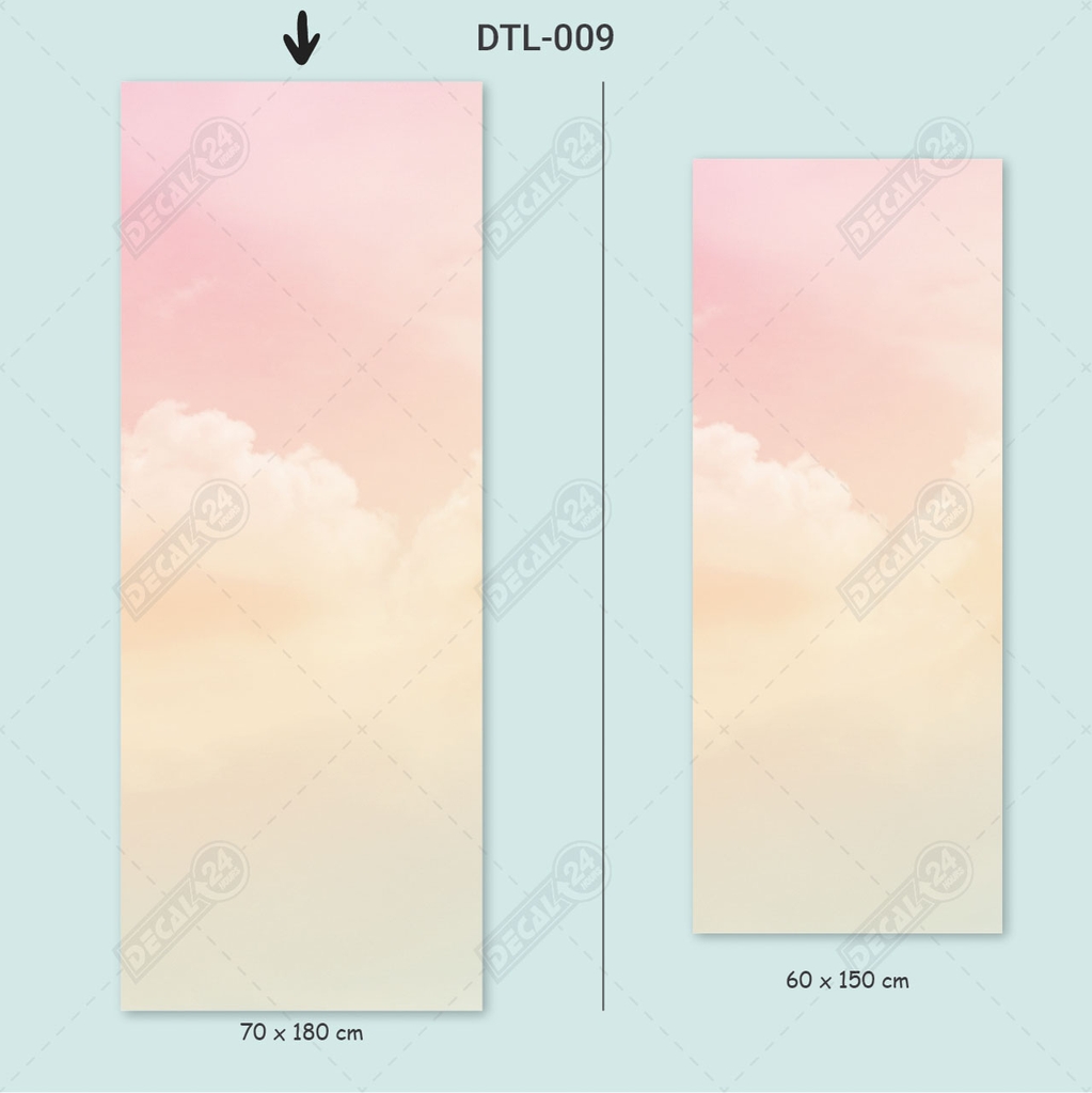 Decal Dán Tủ Lạnh Họa Tiêt Mây Hồng Pastel Cao Cấp