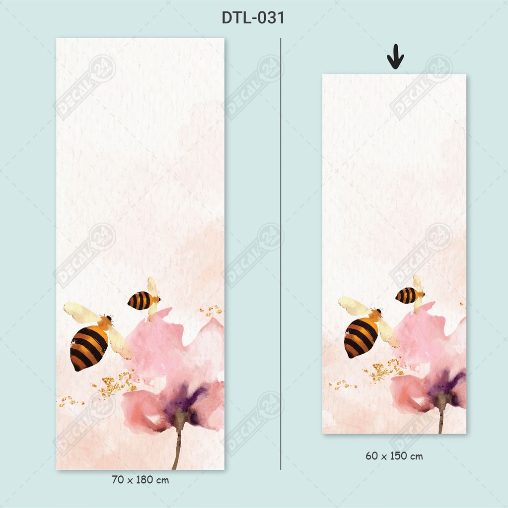 Decal Dán Tủ Lạnh Hình Ong và Hoa Cao Cấp