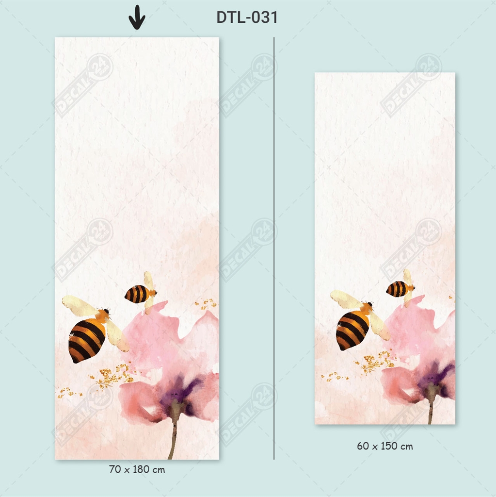 Decal Dán Tủ Lạnh Hình Ong và Hoa Cao Cấp