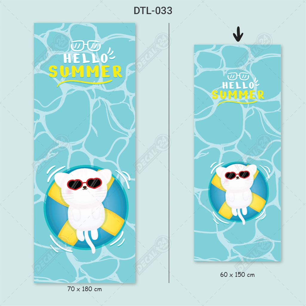Decal Dán Tủ Lạnh Mèo Đi Bơi Mùa Hè Dễ Thương